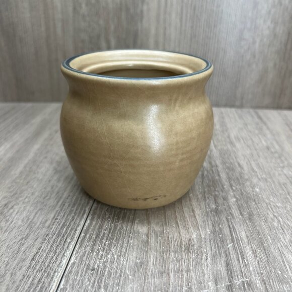 Vtg Pfaltzgraff Folk Art Sugar Bowl Creamer Set of 3 Stoneware Floral Blue Tan - Picture 13 of 16